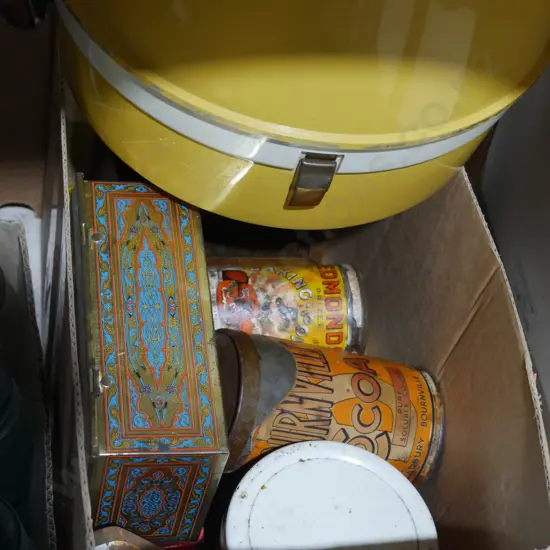 Old tins, ralta hair dryer