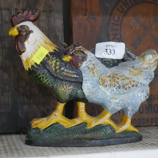 Rooster and chick door stop