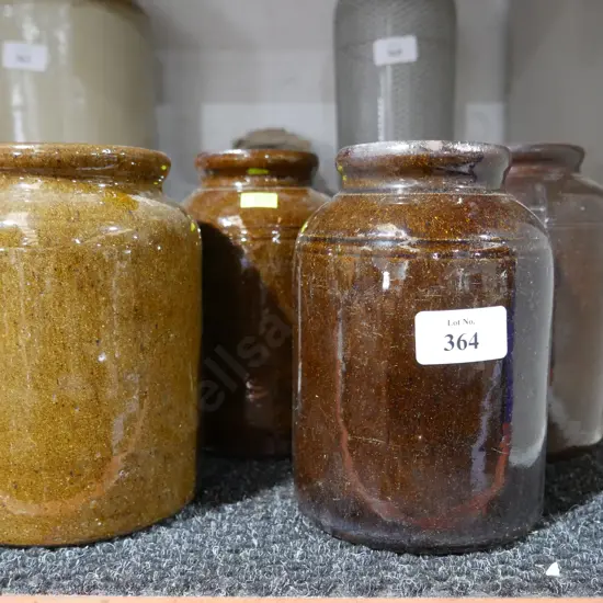 4 pottery stone jars