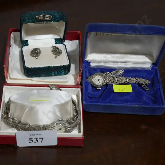 Marcasite watches, brooch etc