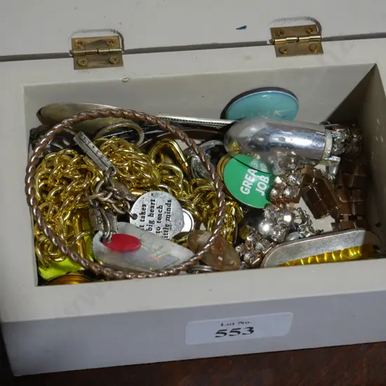 Costume jewellery in wooden trinket box