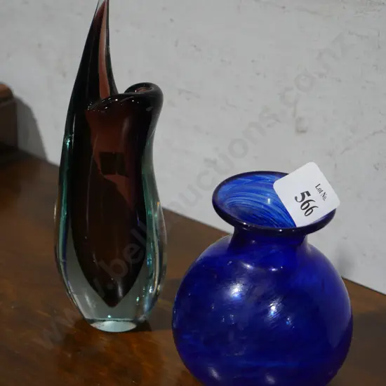 2 glass vases, one is Hoglund
