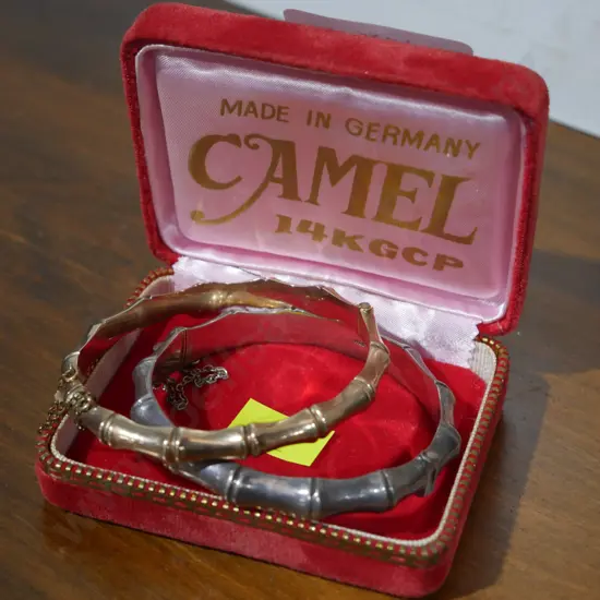 9ct gold & Sterling bangles