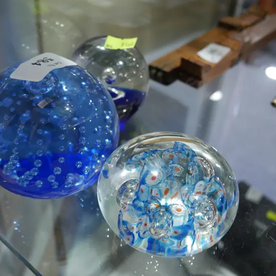 3 glass paperweights