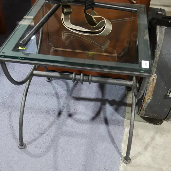 2 Glass top side tables