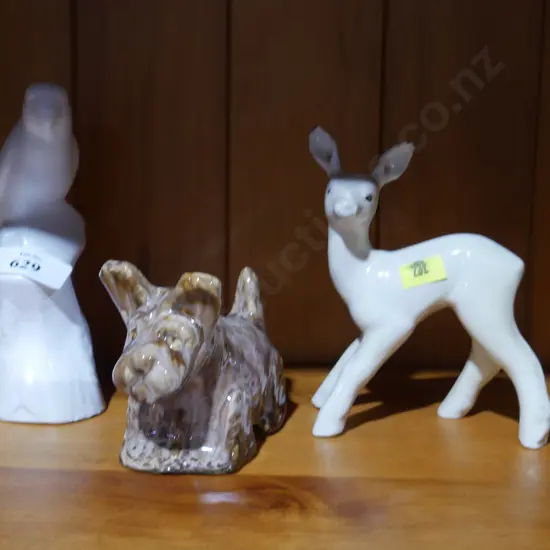 Crown Lynn fawn, dog and parrot