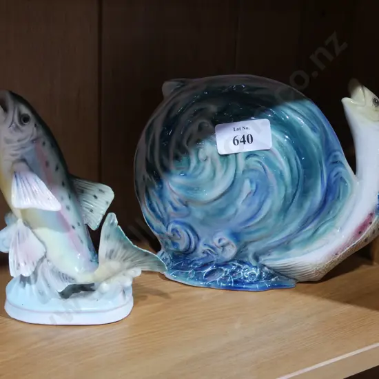 Titian trout vase and ceramic trout