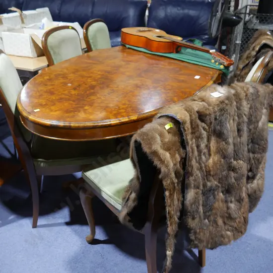 Walnut dining table and 6 chairs