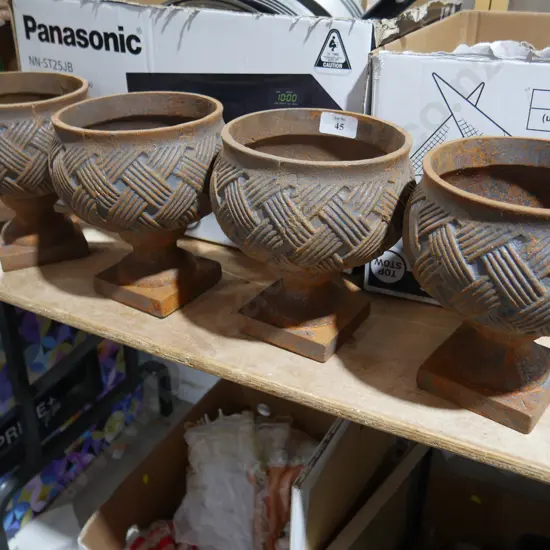 4 cast iron plant pots