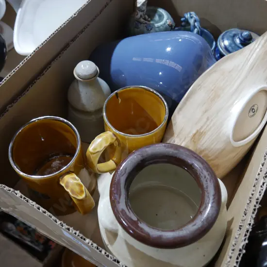 Pottery mugs , containers