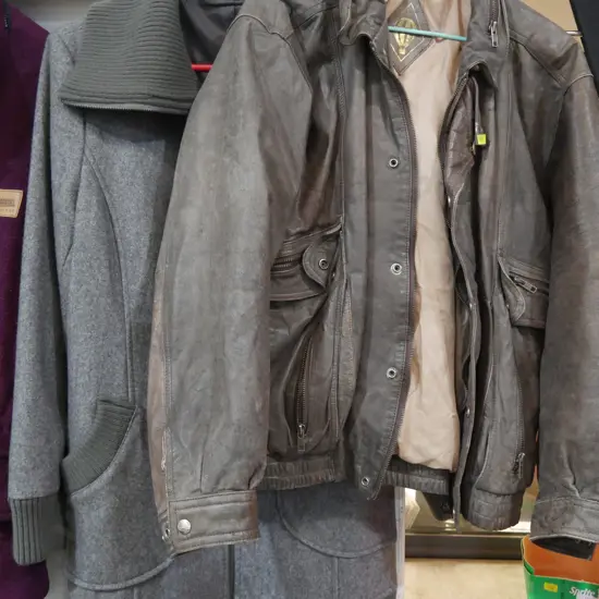 2 jackets leather wool