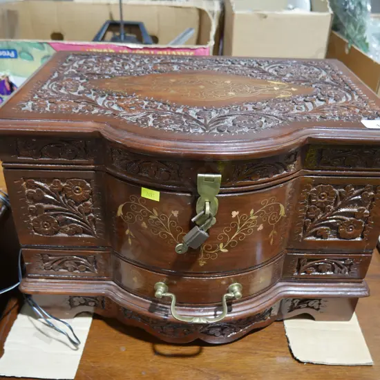 Carved jewellery box