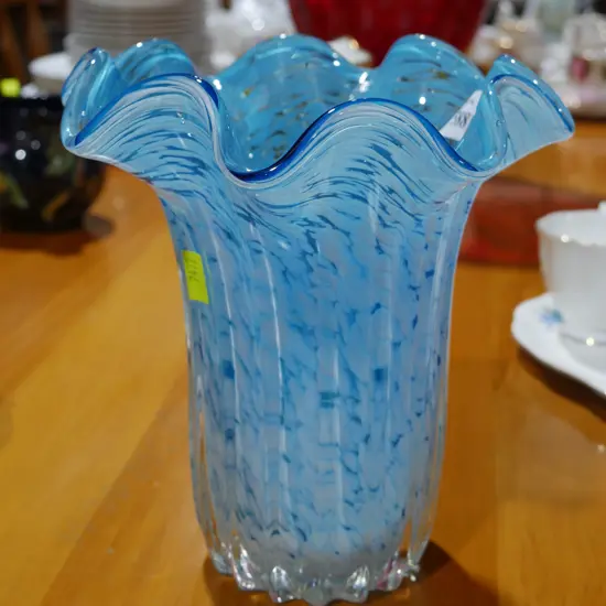 Blue art glass vase