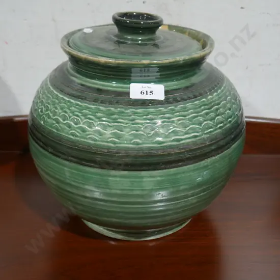 Handmade pottery lidded pot