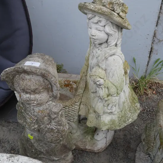 2 girl garden statues