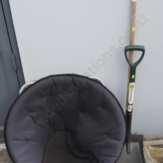 Moonchair, broom, shovel