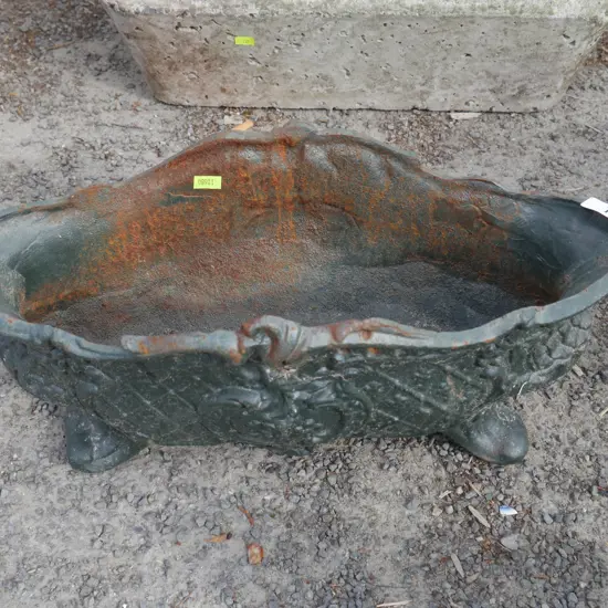 Green cast iron planter