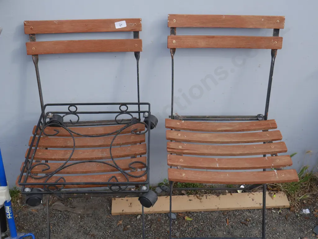 2 folding chairs and plant pot trolley Image 1++