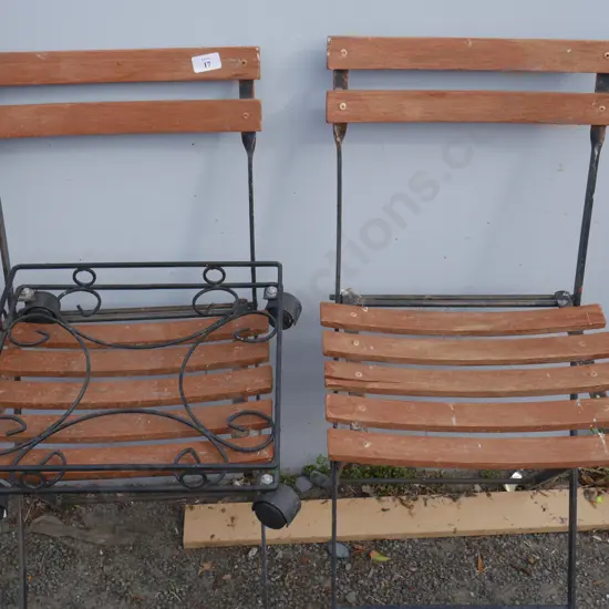 2 folding chairs and plant pot trolley