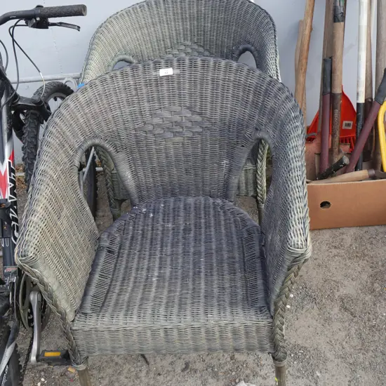 Pair of cain outdoor chairs