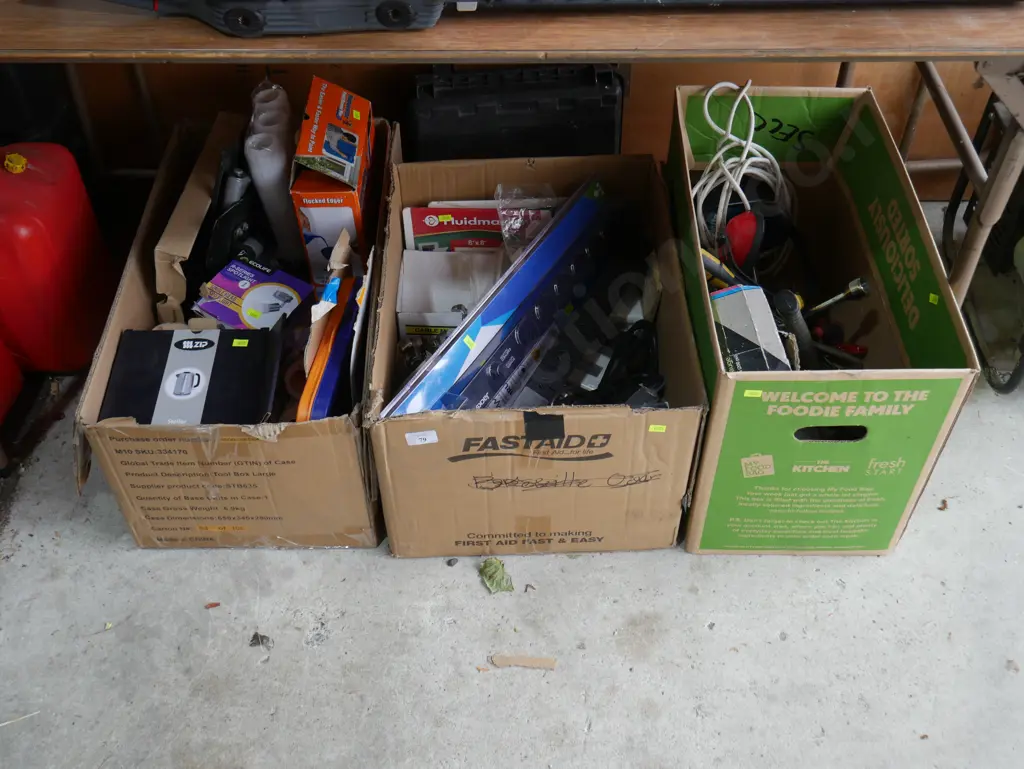 Three boxes of assorted workshop sundries Image 1++