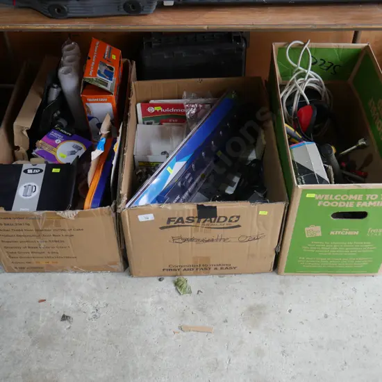 Three boxes of assorted workshop sundries