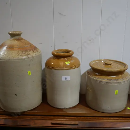 Stone bottle and jars