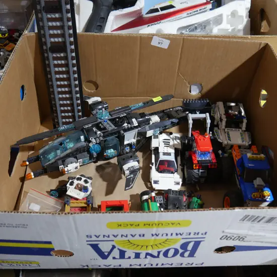 LEGO helicopter and vehicles