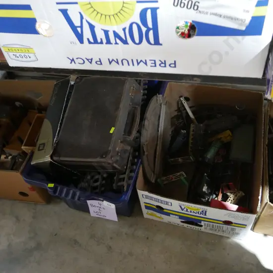 Four boxes of model trains etc