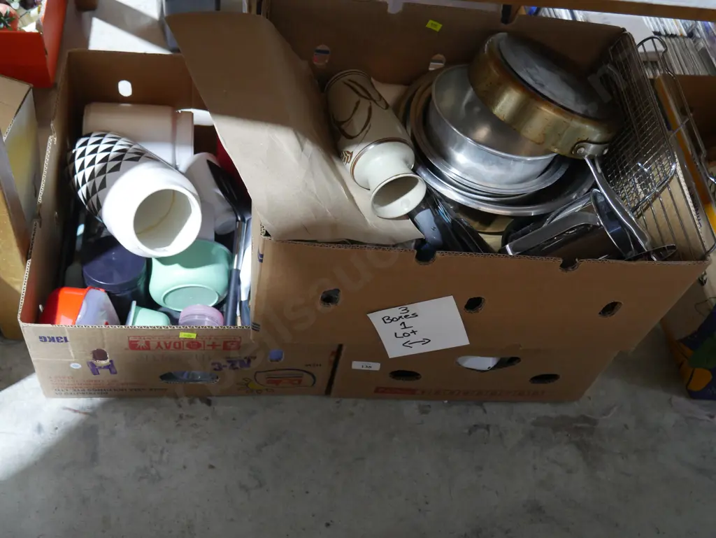 Three boxes of kitchenware etc Image 1++