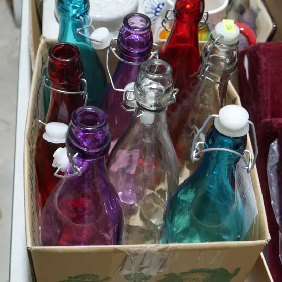 Coloured glass bottles