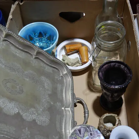 Ep tray, glass bottle, vases etc