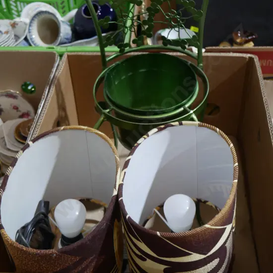 Pair of table lamps, chair plant pot holder