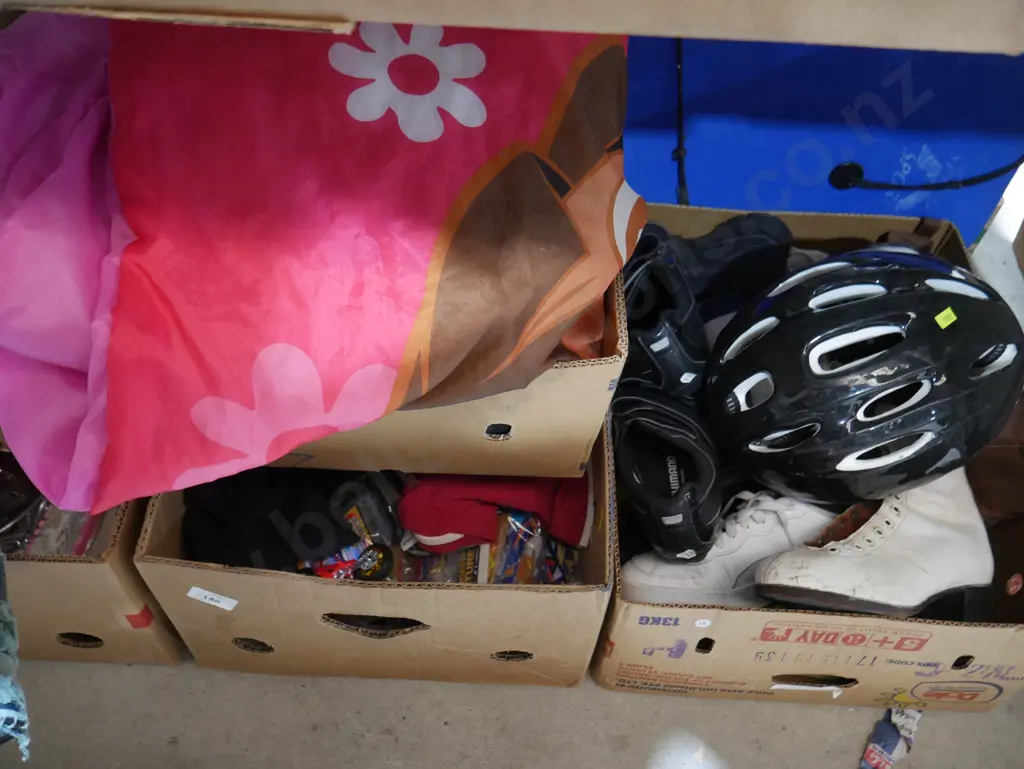 5 boxes helmets, glasses, shoes etc Image 1++