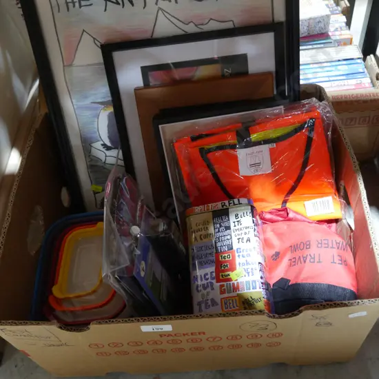 Plastic containers, artworks etc