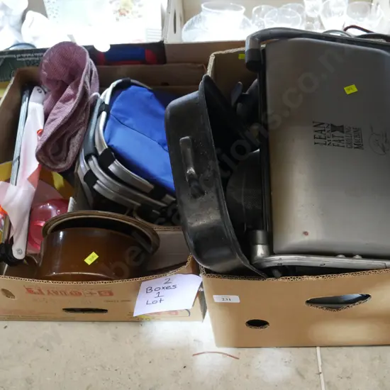 Two boxes of kitchenware