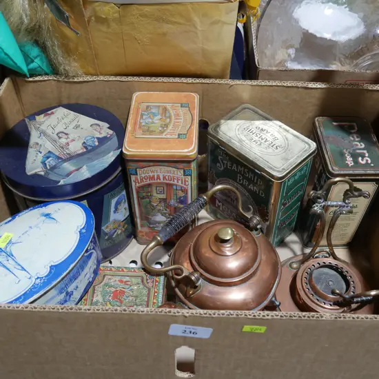 Tins and spirit kettle