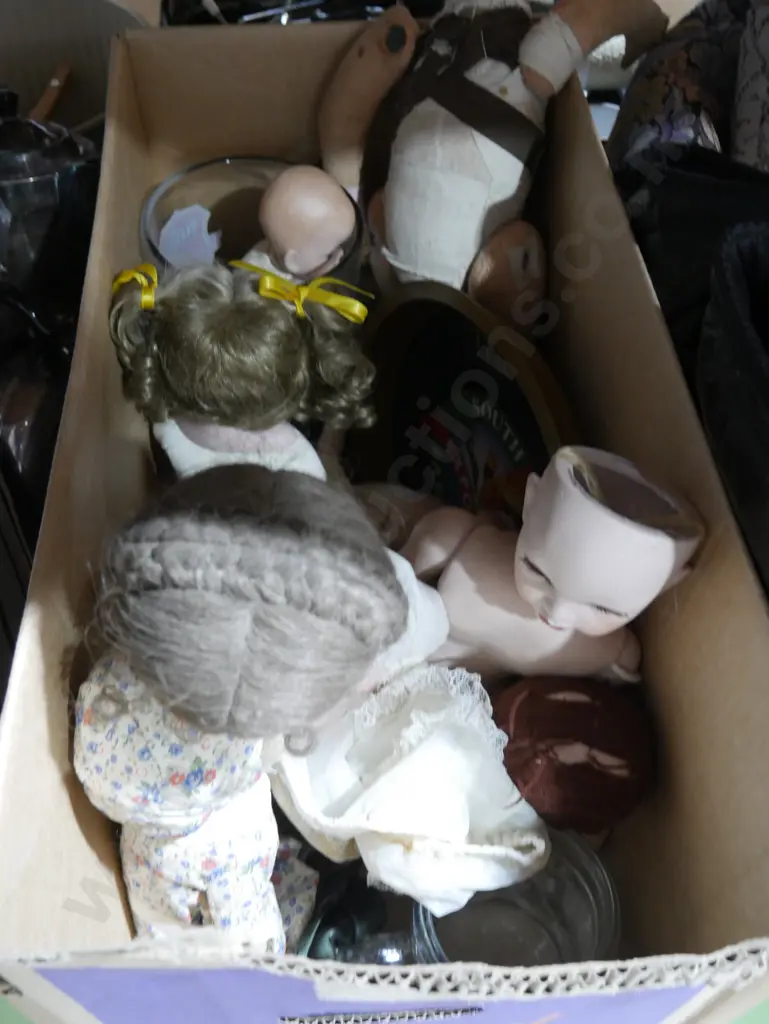 Three boxes of dolls, ep ware etc Image 1++