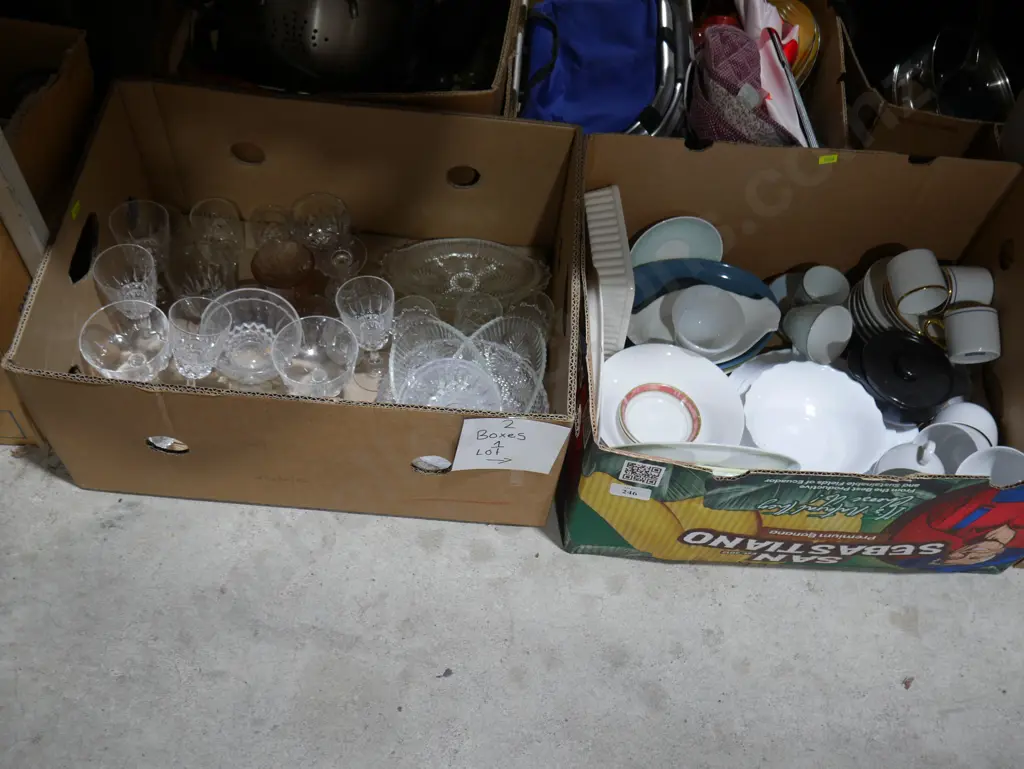 Two boxes of china and glassware Image 1++