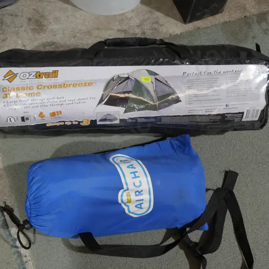 OZtrail tent and air chair