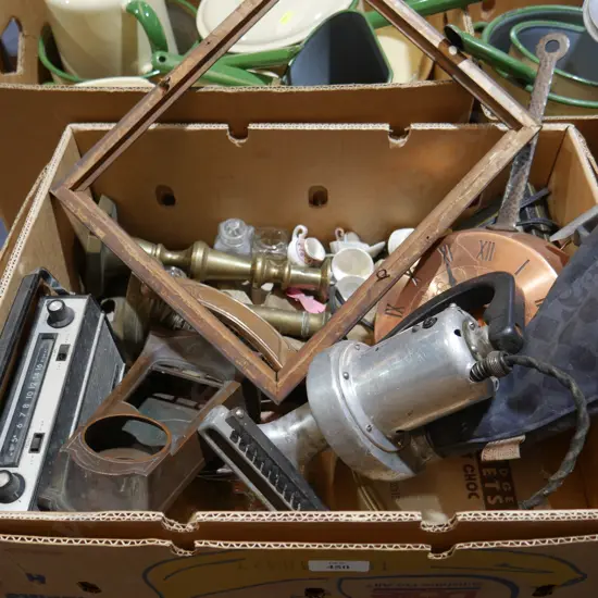 Vintage vacuum cleaner, clock etc