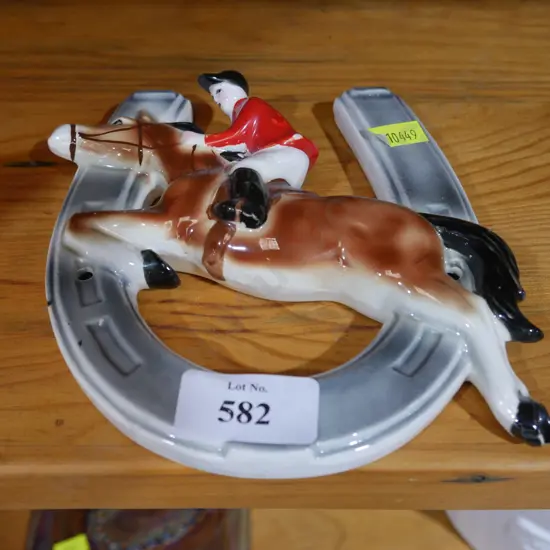 Ceramic hunting scene wall hanging