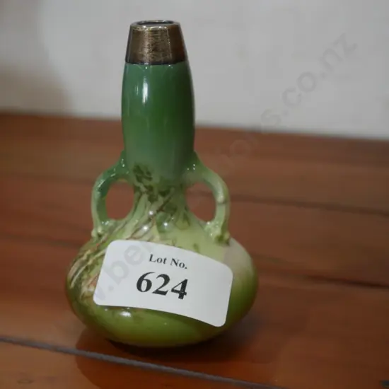 Sterling silver topped goat vase