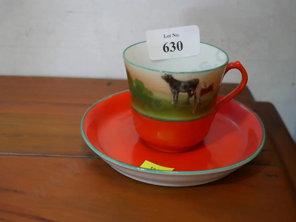 Royal Bayreuth cup and saucer with cow scene Image 1++
