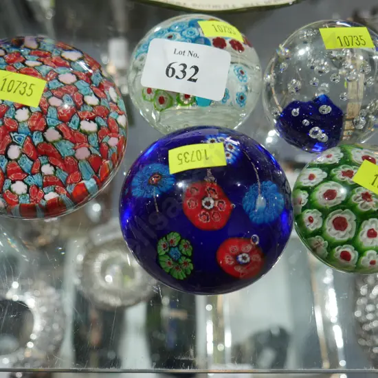 5 glass paperweights