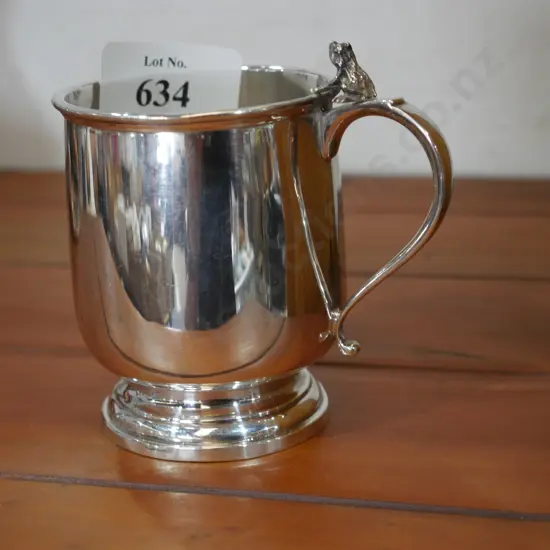 Sterling silver cup with frog decoration