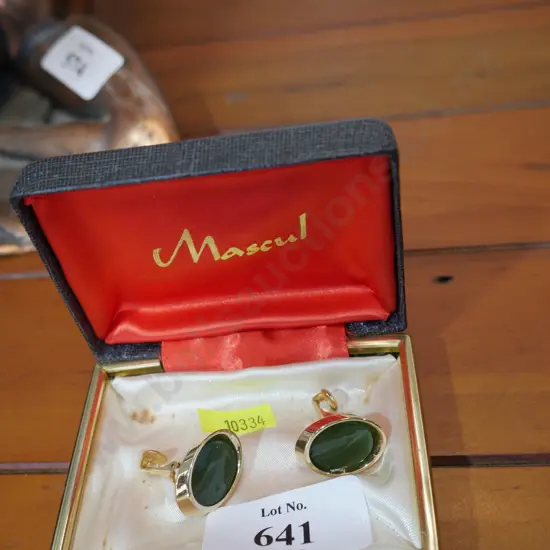 Gold and greenstone cufflinks