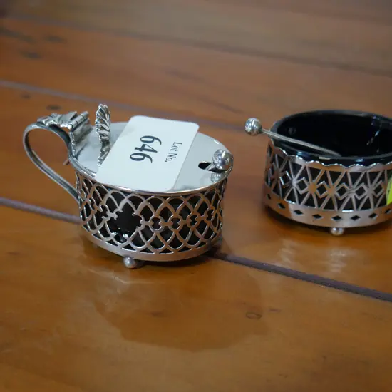 Sterling silver glass lined condiment dishes