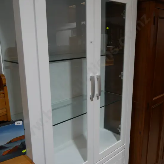 White and glass display case