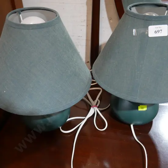 Pair of green table lamps